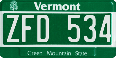 VT license plate ZFD534