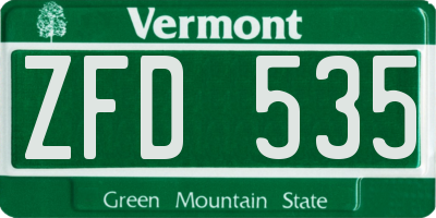 VT license plate ZFD535