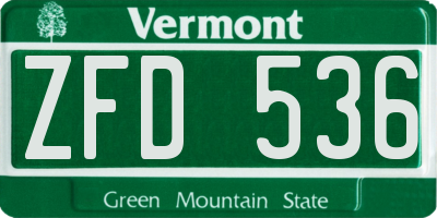 VT license plate ZFD536
