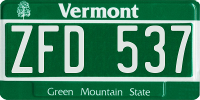 VT license plate ZFD537