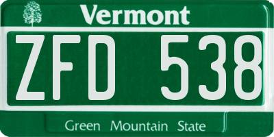 VT license plate ZFD538