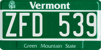VT license plate ZFD539