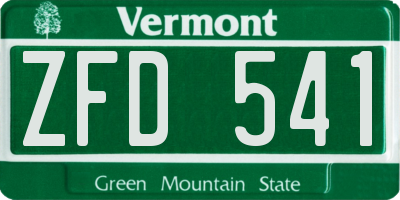 VT license plate ZFD541