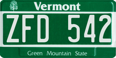 VT license plate ZFD542