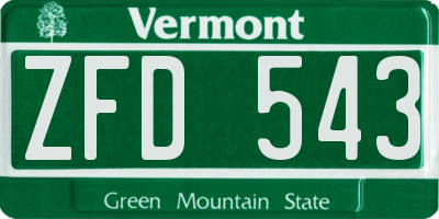 VT license plate ZFD543