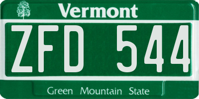 VT license plate ZFD544