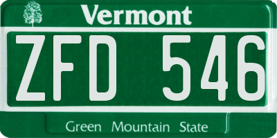 VT license plate ZFD546