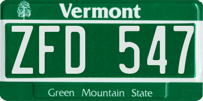 VT license plate ZFD547