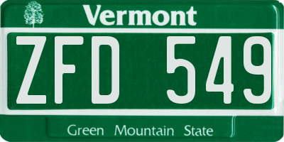 VT license plate ZFD549