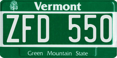 VT license plate ZFD550