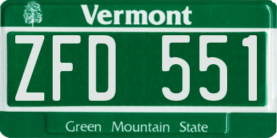 VT license plate ZFD551