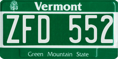 VT license plate ZFD552