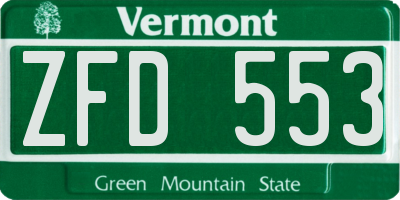 VT license plate ZFD553