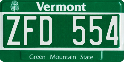 VT license plate ZFD554