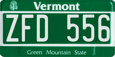 VT license plate ZFD556