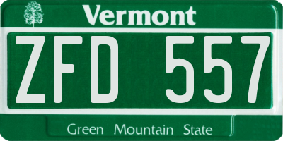 VT license plate ZFD557