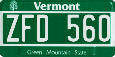 VT license plate ZFD560