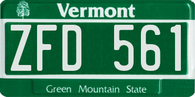 VT license plate ZFD561
