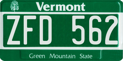 VT license plate ZFD562