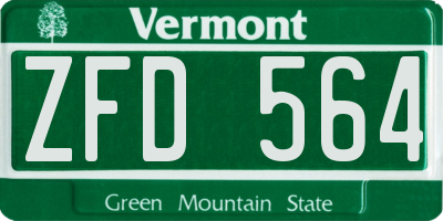 VT license plate ZFD564