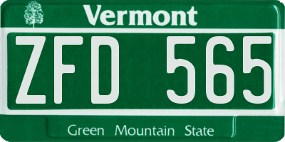 VT license plate ZFD565
