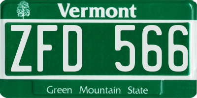 VT license plate ZFD566