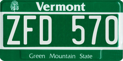 VT license plate ZFD570