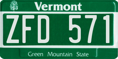 VT license plate ZFD571