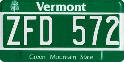 VT license plate ZFD572