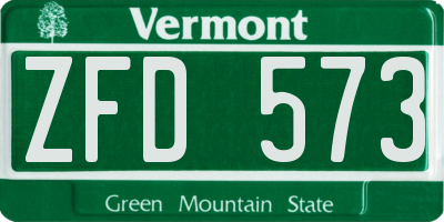 VT license plate ZFD573
