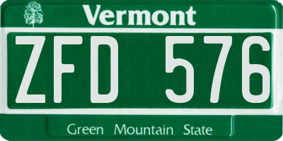 VT license plate ZFD576