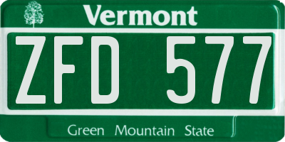 VT license plate ZFD577