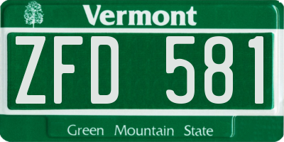 VT license plate ZFD581