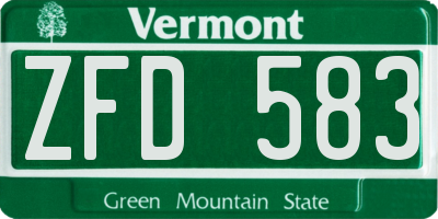 VT license plate ZFD583