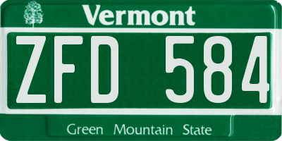 VT license plate ZFD584
