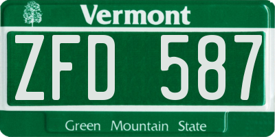 VT license plate ZFD587