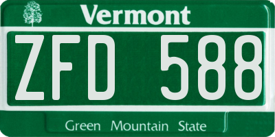 VT license plate ZFD588