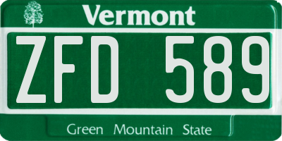 VT license plate ZFD589