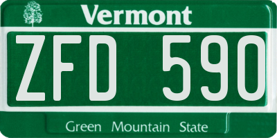 VT license plate ZFD590