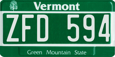 VT license plate ZFD594