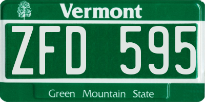 VT license plate ZFD595