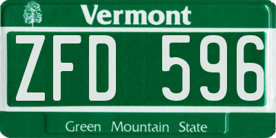 VT license plate ZFD596