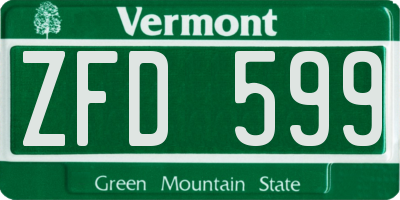 VT license plate ZFD599
