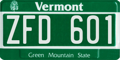 VT license plate ZFD601