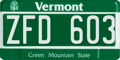 VT license plate ZFD603