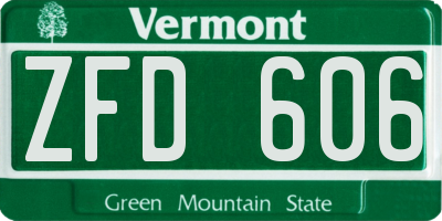 VT license plate ZFD606