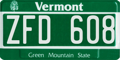 VT license plate ZFD608