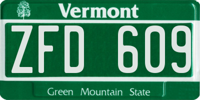 VT license plate ZFD609