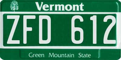 VT license plate ZFD612