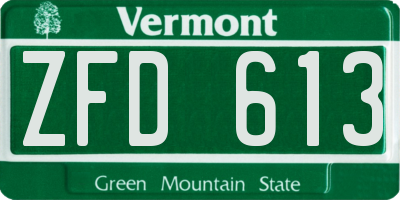 VT license plate ZFD613